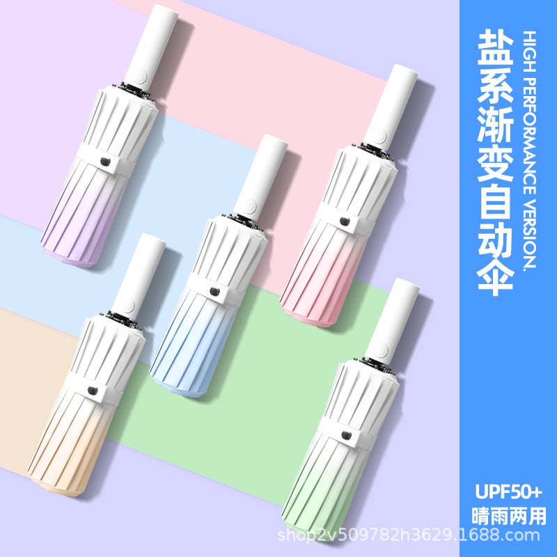 32 Bone Automatic Umbrella Gradient Sunscreen Sun Umbrella Increase Anti Storm Umbrella Custom Logo - Image 3